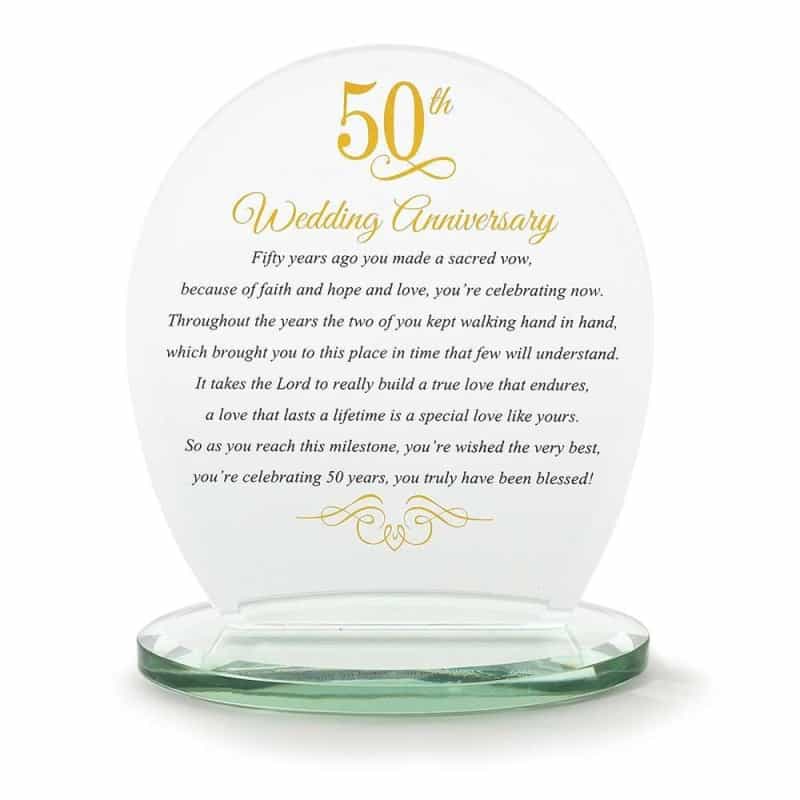 50Th Anniversary Glass Tabletop Plaque