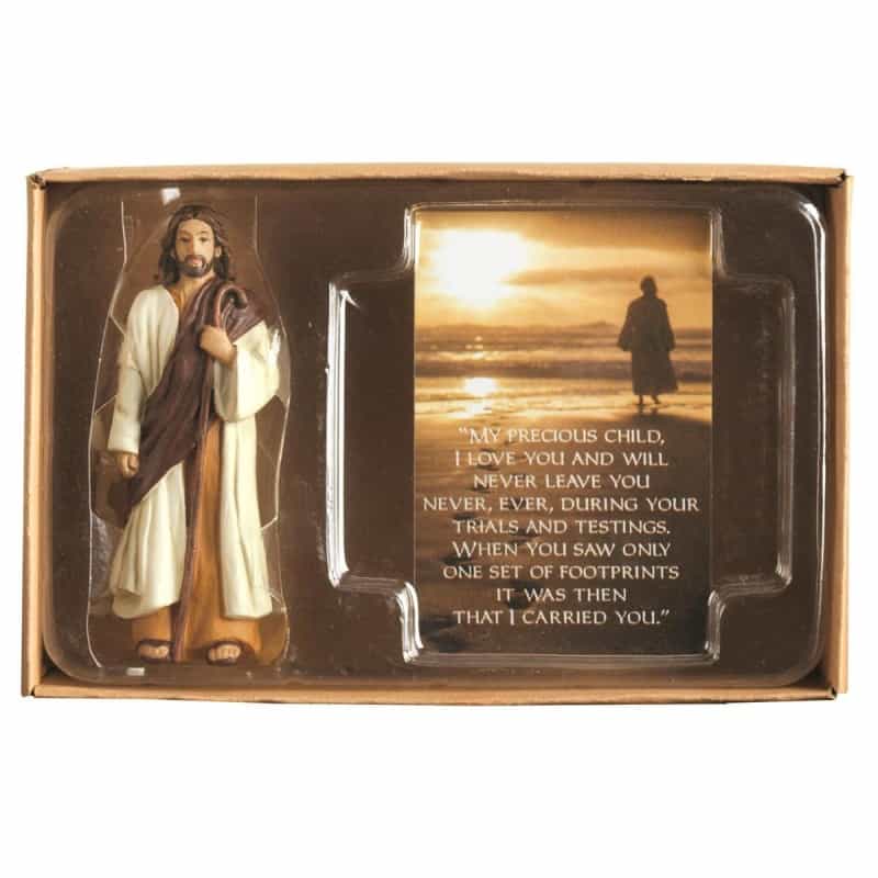 Jesus Figurine With Footprints Gift Set