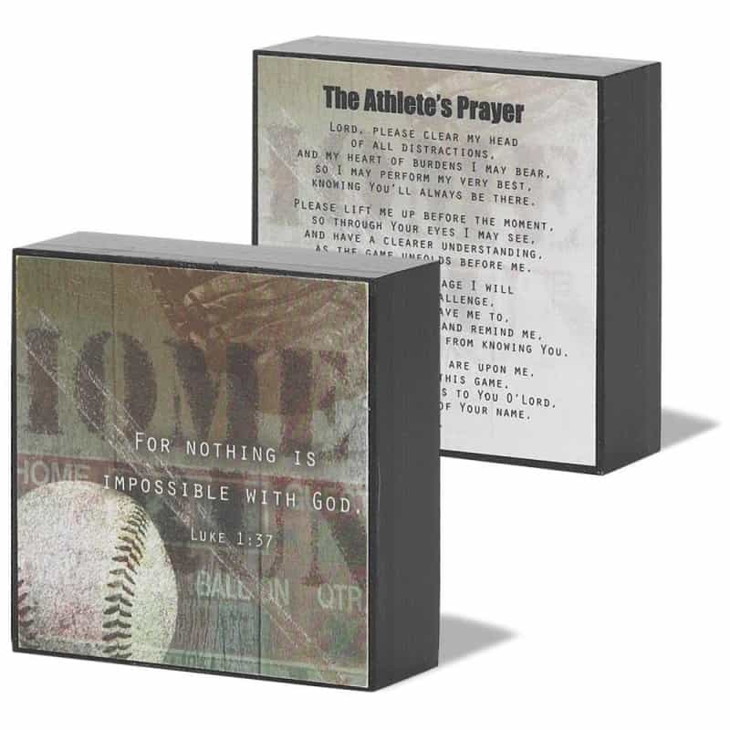 Plq Dbl Sd Home Run Luke 1:37 Mdf 3X3