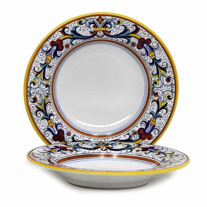 Ricco Deruta: Rim Pasta Soup Plate (White Center)