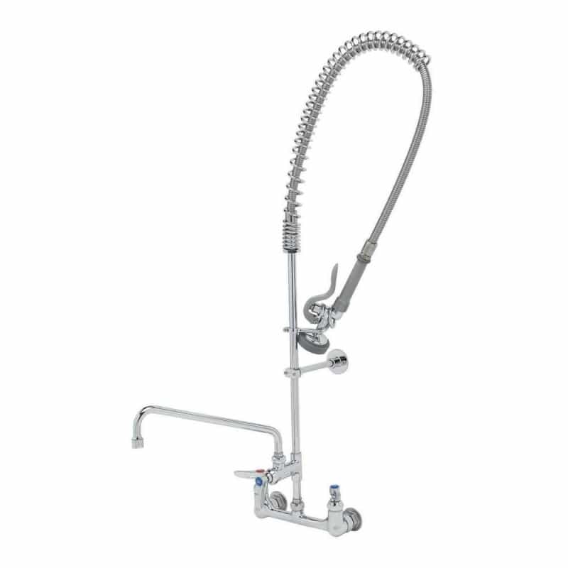 Easyinstall 8 In.Two Lever Handle Wall Mount Pre-Rinse Service Faucet In Polished Chrome