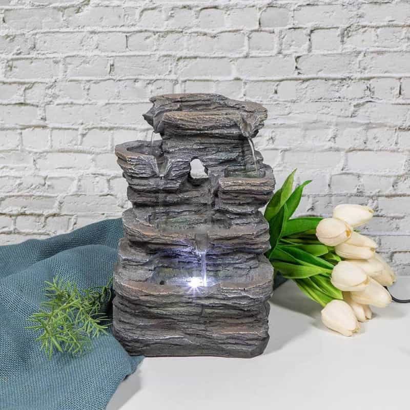 Ferrisland® 5-Tier Cascading Tabletop Fountain With Led Lights, Indoor Water Fountain For Table Decor