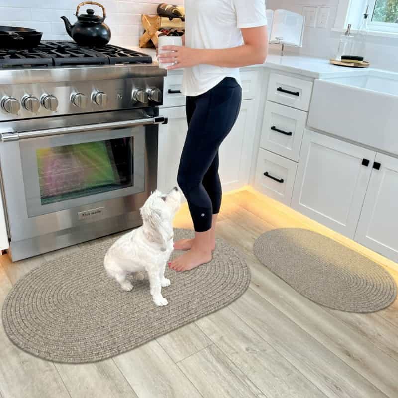 Slate Ultra Durable Braided Oval Rug In Sets