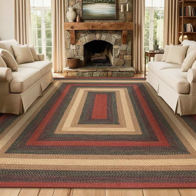 Highland Burgundy Jute Braided Rug