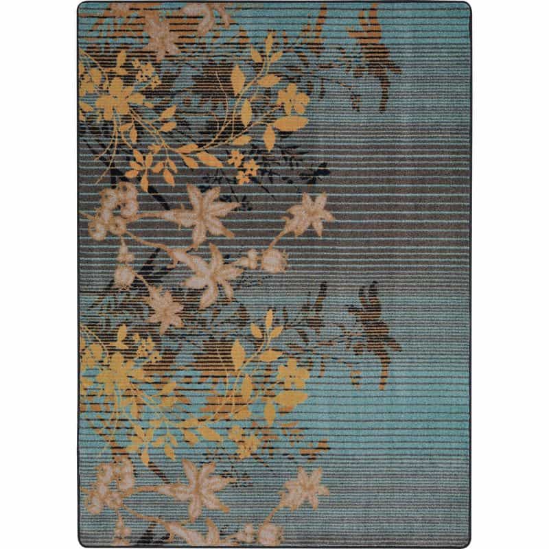 Peaceful Garden 5'4" X 7'8" Area Rug In Color Lagoon