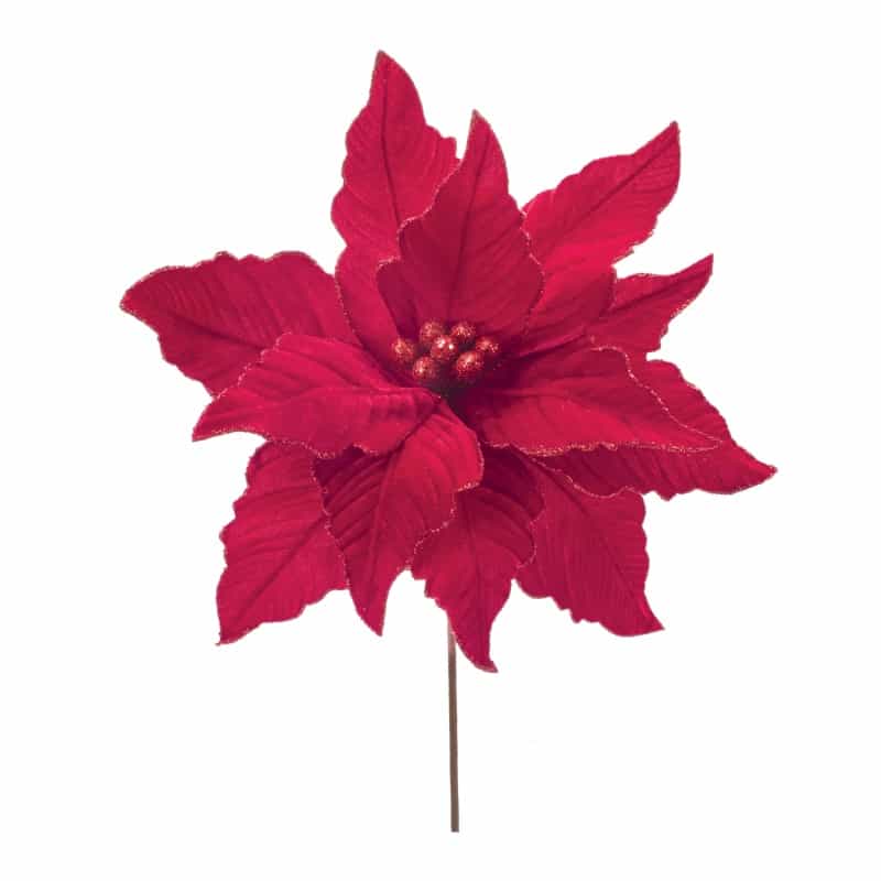 Poinsettia Stem (Set Of 2) 24”H Polyester