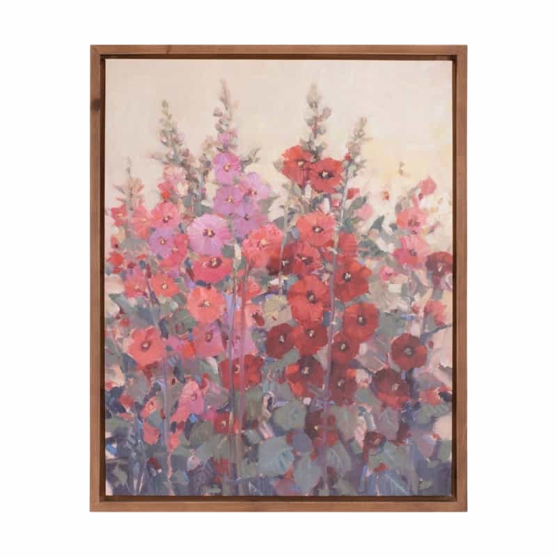 Hollyhock Print 23.5"L X 29"H Wood/Canvas