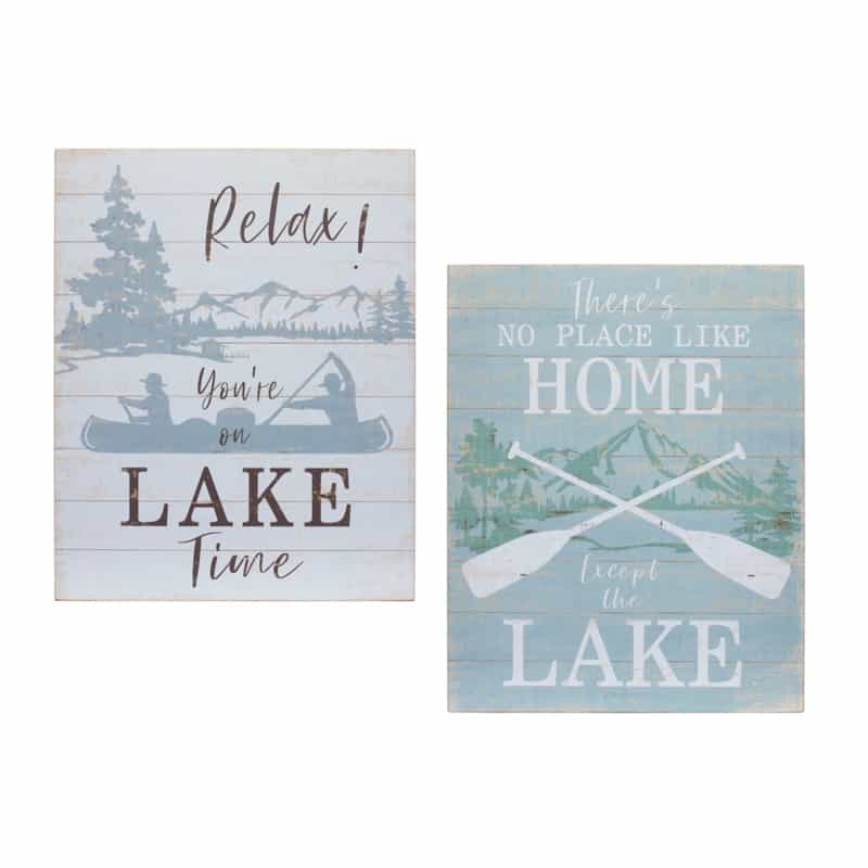 Lake Sign (Set Of 2) 15.75"L X 20"H Mdf/Wood