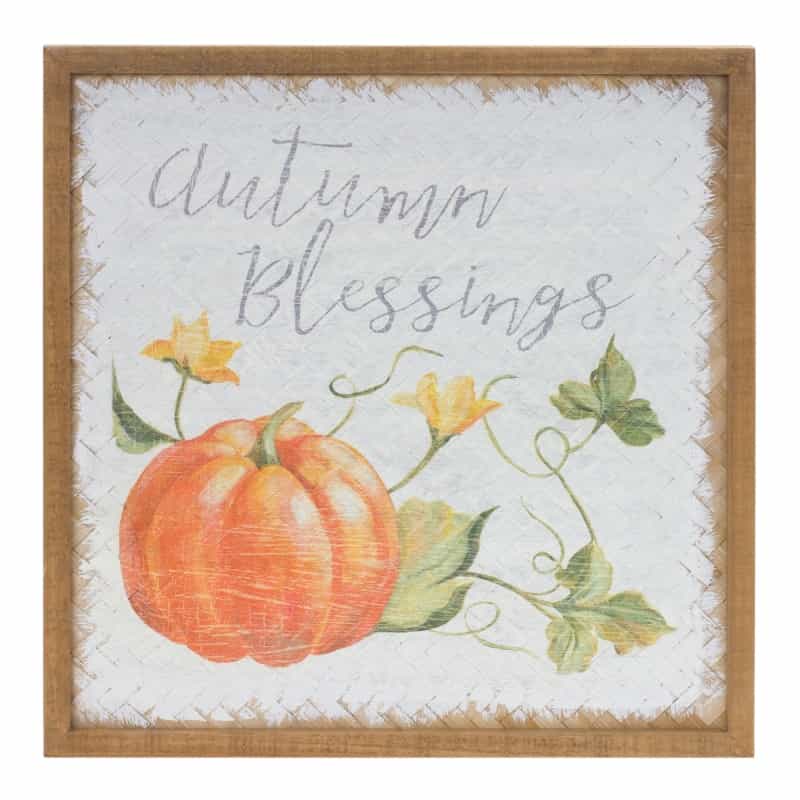 Autumn Blessing Sign (Set Of 2) 15.75”Sq Wood/Mdf