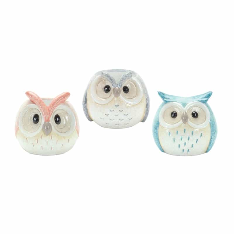 Owl (Set Of 3) 3.75"H, 4"H, 4.25"H Terra Cotta