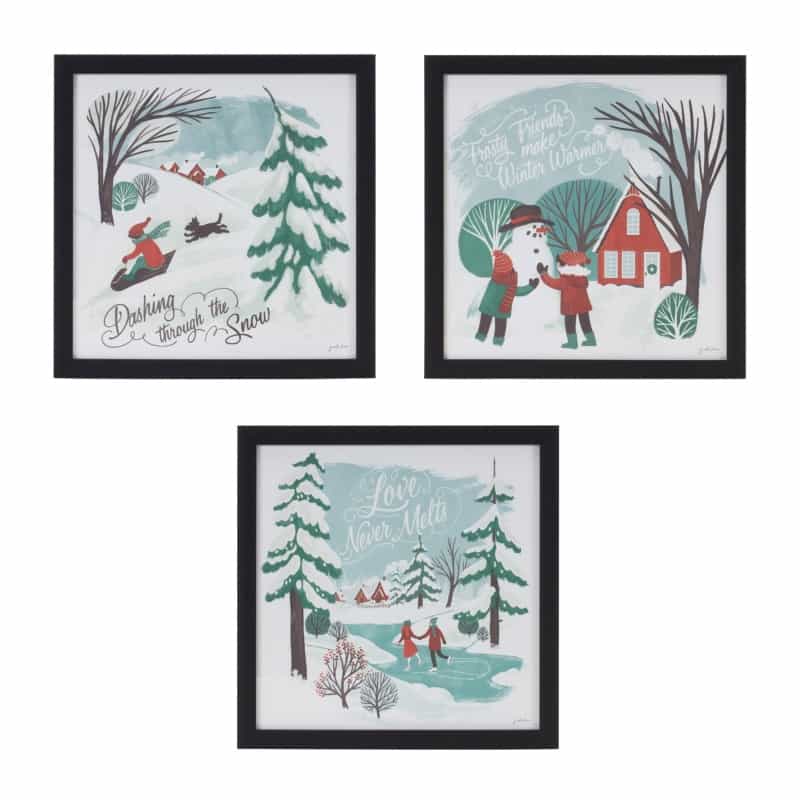 Snow Frame (Set Of 3) 10”Sq Plastic/Mdf