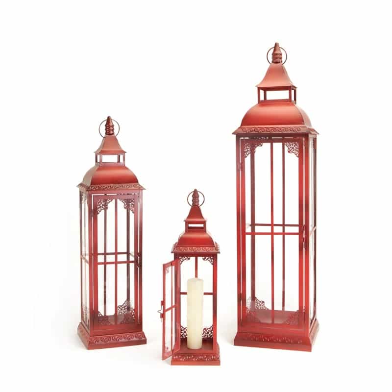 Lantern (Set Of 3) 19.75"H, 28"H, 37"H Metal/Glass