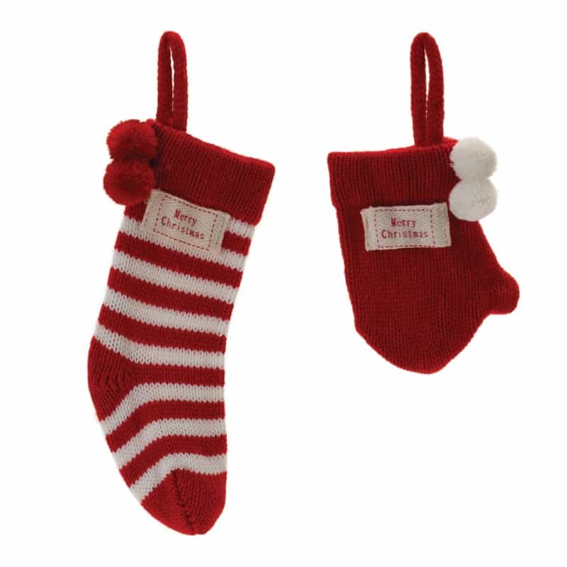 Stocking And Mitten Ornament (Set Of 12) 6"H, 8.5"H Polyester