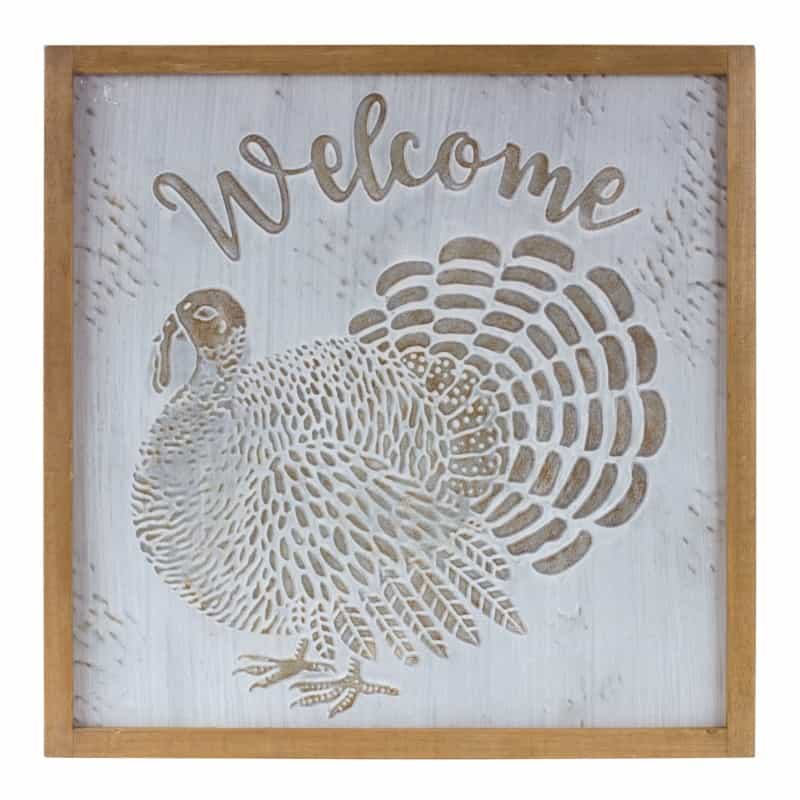 Welcome Turkey Frame 20”Sq Metal/Wood