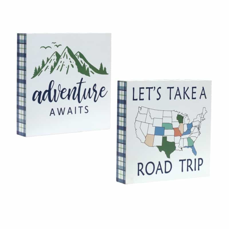 Adventure Sign (Set Of 4) 8”Sq Mdf