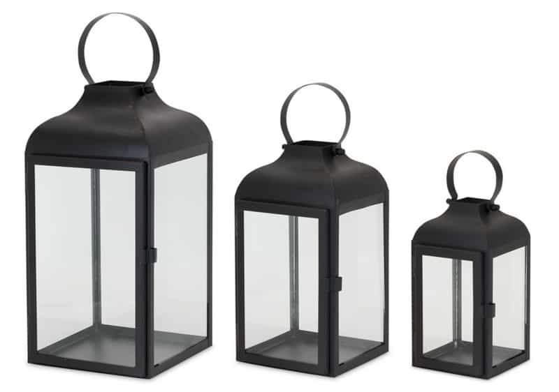 Lantern (Set Of 3) 10"H, 12.75"H, 16"H Iron/Glass