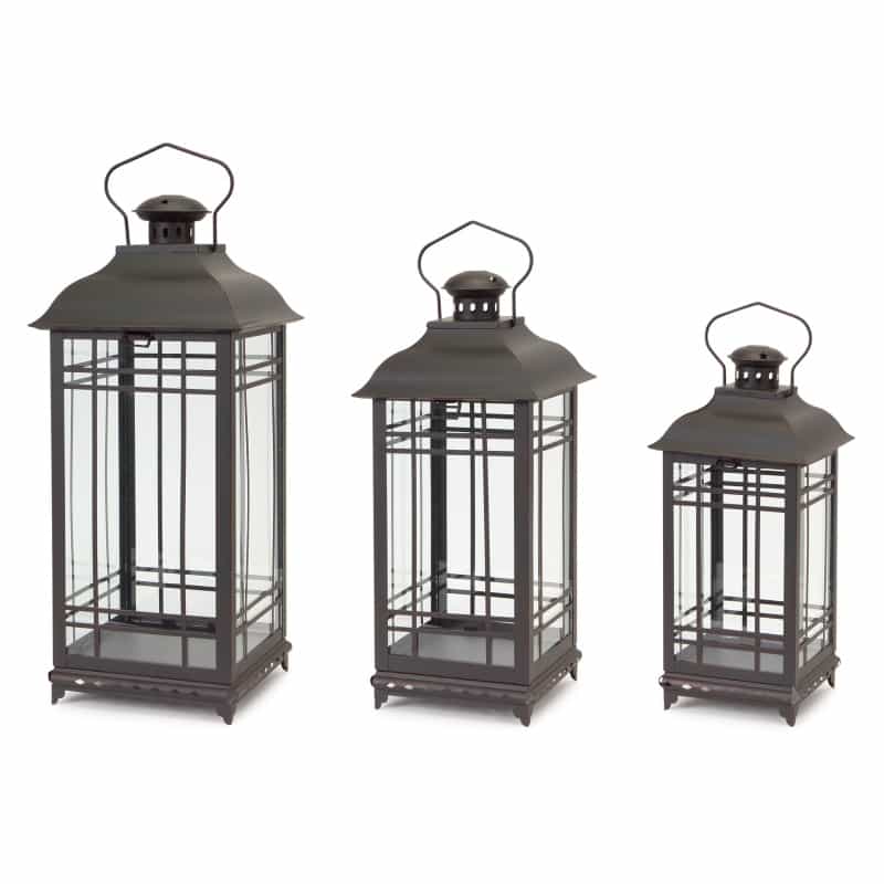 Lantern (Set Of 3) 14"H, 17"H, 20"H Metal/Glass