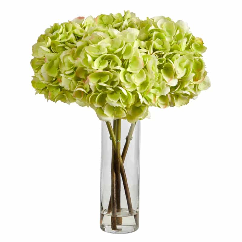 18” Hydrangea Artificial Arrangement In Glass Vase