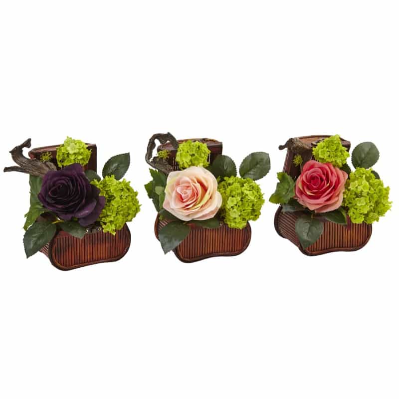 Rose And Mini Green In Chest (Set Of 3)