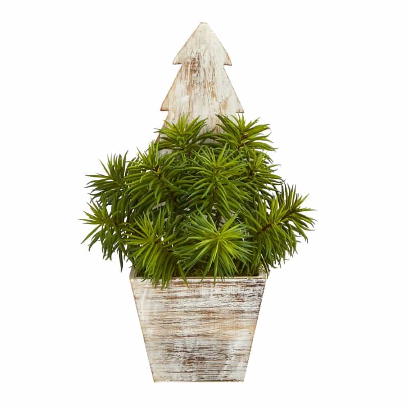 15” Succulent Artificial Plant In Christmas Tree Planter