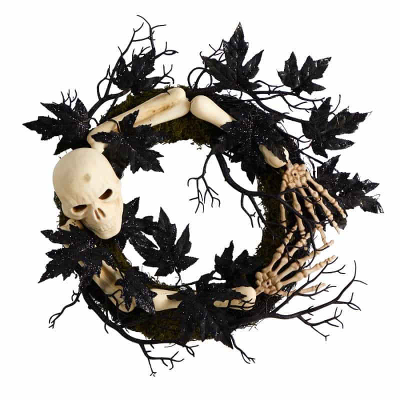 24" Halloween Skull And Bones Wreath