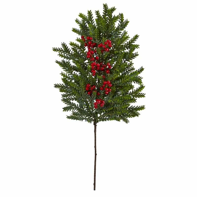 34” Pine And Berries Artificial Hanging Plant (Set Of 3)