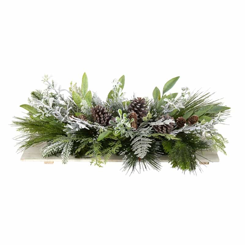 26” Holiday Flocked Winter Christmas Arrangement Cutting Board Wall Decor Or Table Arrangement