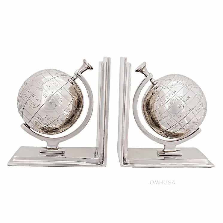 Alum Globe Bookend Set Of Two