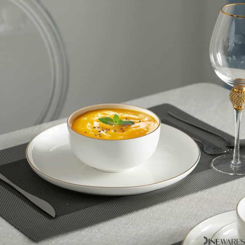 Perlaceo Luxurious Collection Of White With Gold Rim Bone China Dinnerware Set - Lightweight And Durable - Service For 4 Or 8, Including Dinner Plates, Salad Plates, And Cereal Or Soup Bowls