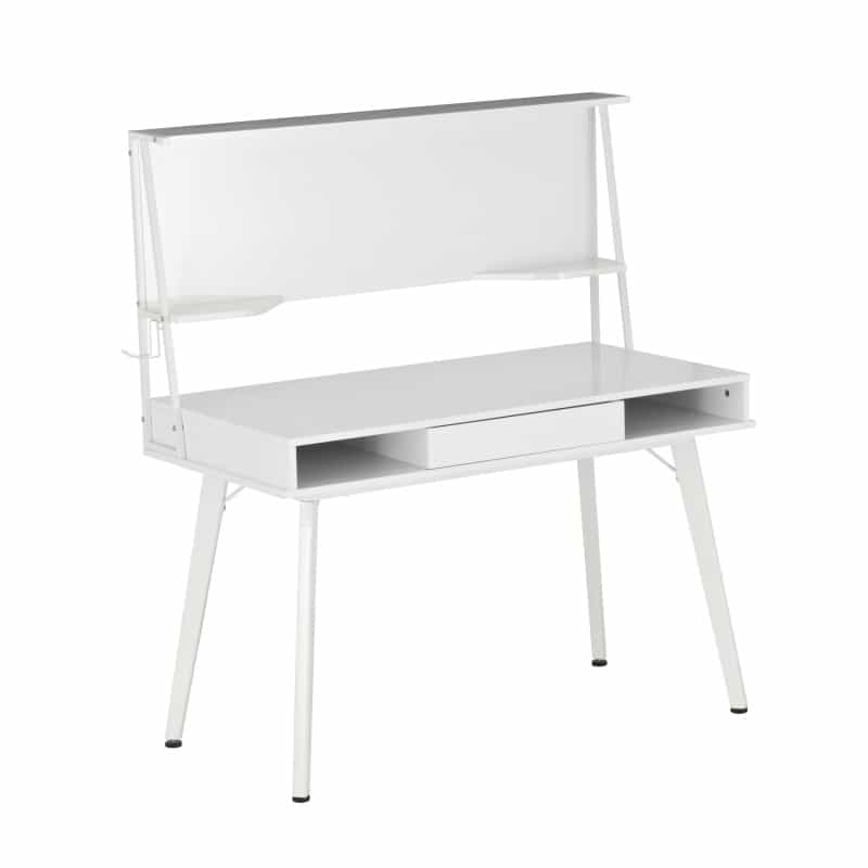 Techni Mobili Study Computer Desk With Storage & Magnetic Dry Erase White Board, White