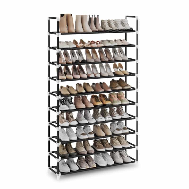 10-Tier Shoe Rack For 50 Pairs - Black