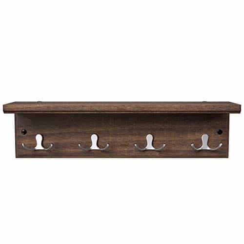 Brown Wall-Mounted Coat Rack With Hooks