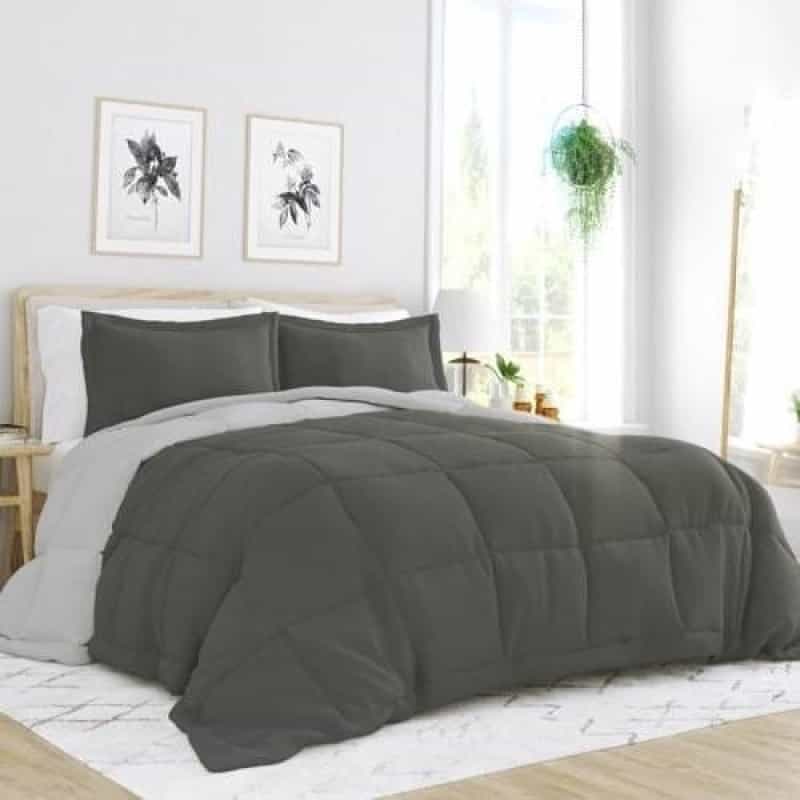 Twin/Twin Xl 2-Piece Microfiber Reversible Comforter Set Grey / Light Grey