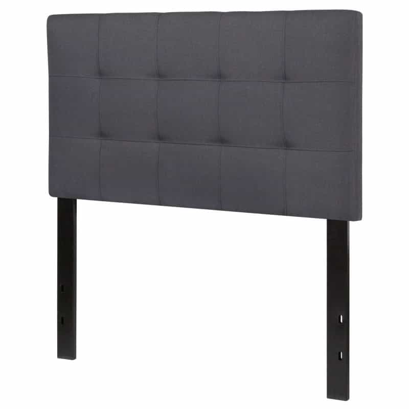 Twin Size Modern Dark Grey Fabric Upholstered Panel Headboard