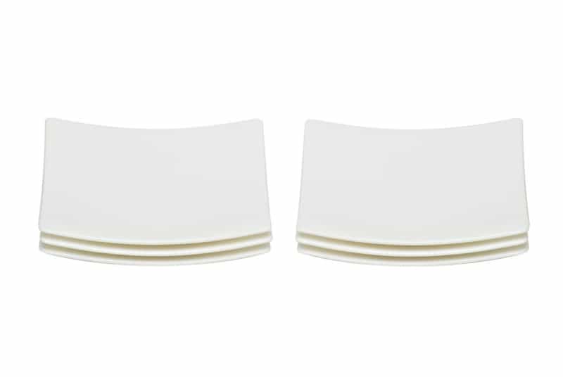White Six Piece Square Bone China Service For Six Bread And Butter Set