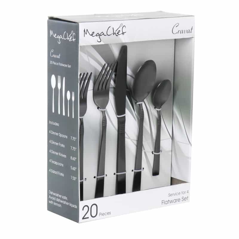 Megachef Cravat 20 Piece Flatware Utensil Set, Stainless Steel Silverware Metal Service For 4 In Ma