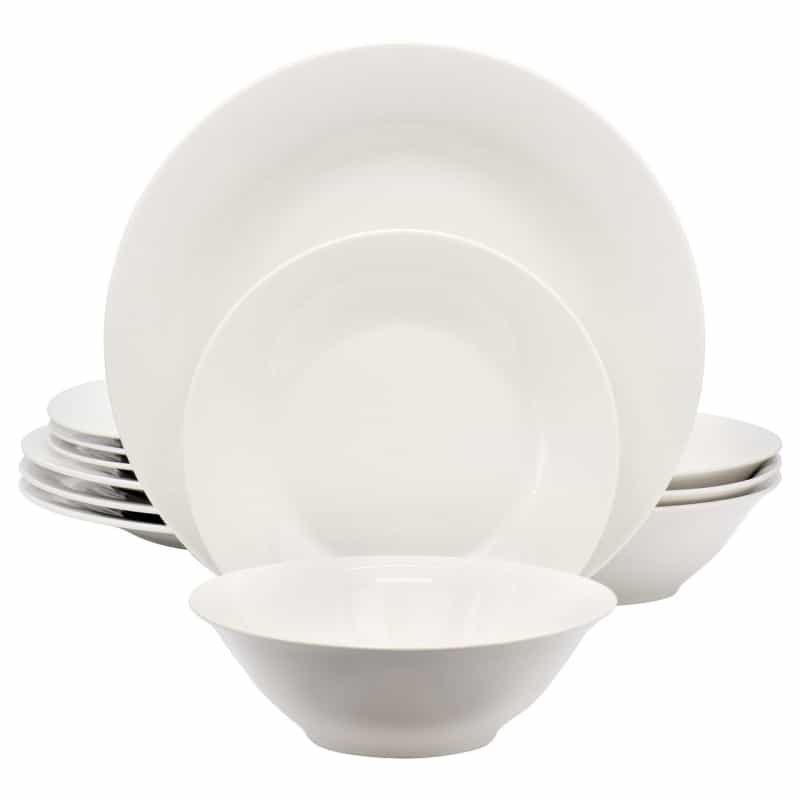 Gibson Home Everyday 12 Piece Round Fine Ceramic Dinnerware Set In White
