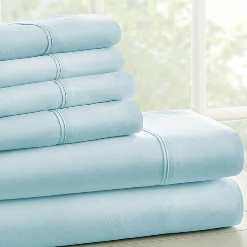 Twin Xl Aqua 4 Piece Wrinkle Resistant Microfiber Polyester Sheet Set