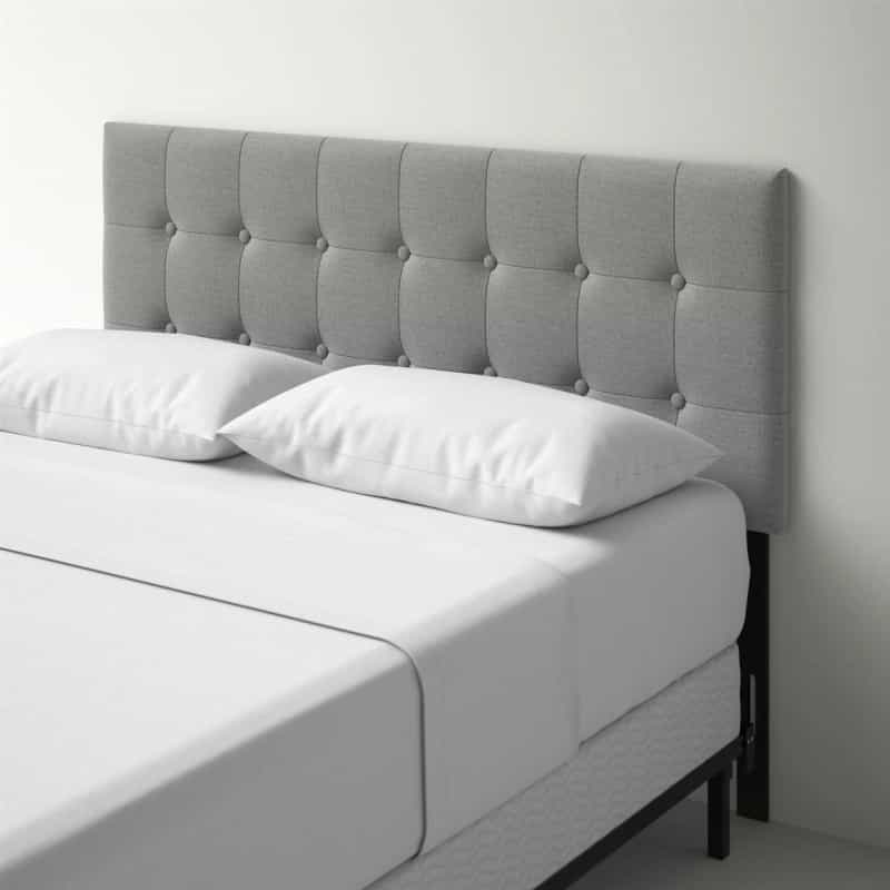 Twin Size Contemporary Button-Tufted Headboard In Grey Upholstered Fabric
