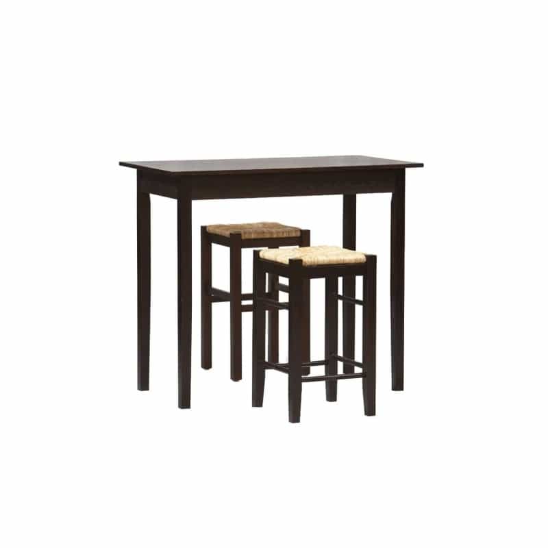 3 Piece Espresso Dining Set With Table And 2 Backless Stools