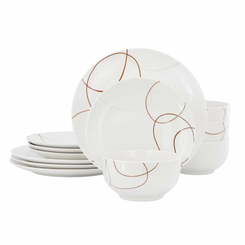 Elama Sydney 12 Piece Porcelain Dinnerware Set, Service For 4