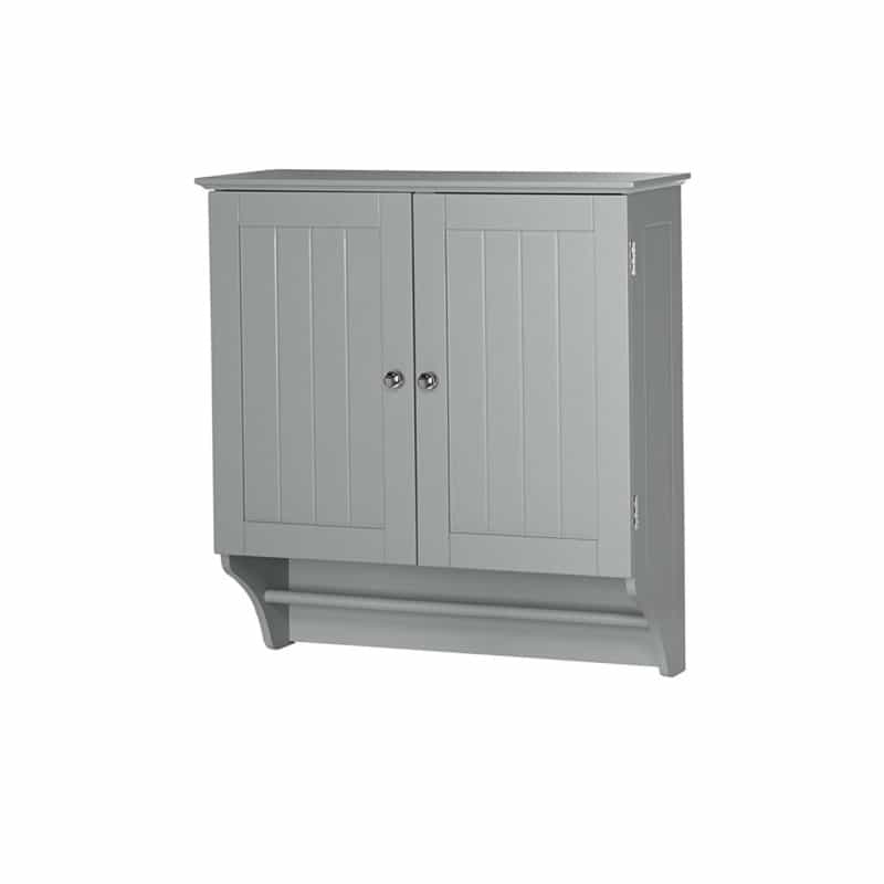 Gray 2-Door Bathroom Wall Cabinet With Towel Bar