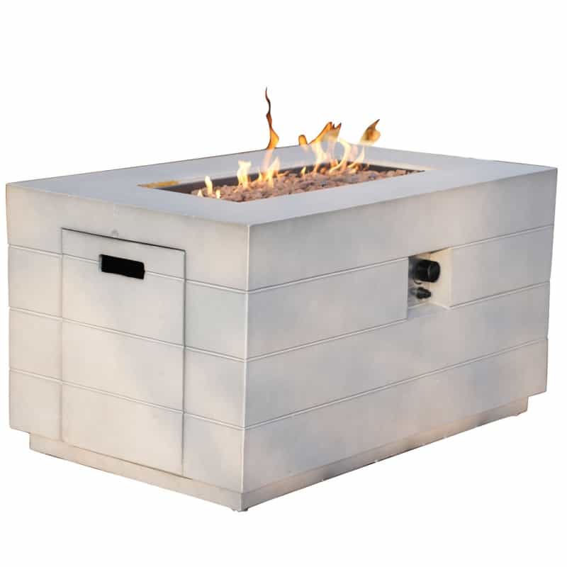 28" Gray Aluminum Natural Gas Rectangular Fire Pit Table With Cover