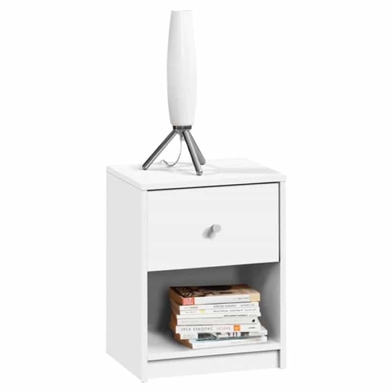 Contemporary 1-Drawer Nightstand With Storage Shelf In White
