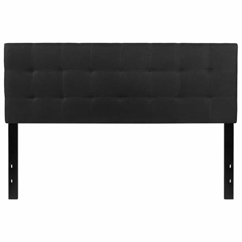 Queen Size Modern Black Fabric Upholstered Panel Headboard