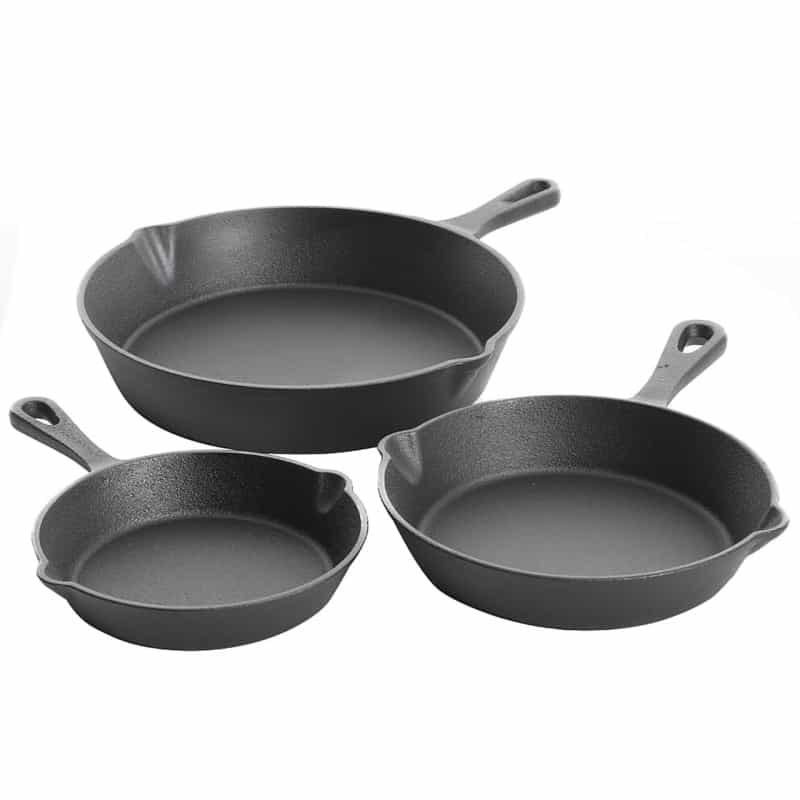Gibson Home Brickstone 3 Piece Pre-Seasoned Cast Iron Skillet Set In Black