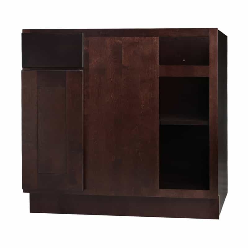 Beech Espresso Wood Kitchen Corner Blind Base Cabinet - 39" X 24" X 34.5" (Assembly Required) - Beech Espresso