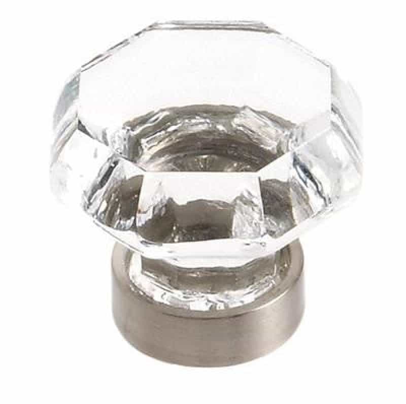 Traditional Classics Zinc & Tempered Glass Cabinet Knob - Clear / Satin Nickel - 1 5/16" (33 Mm) Length