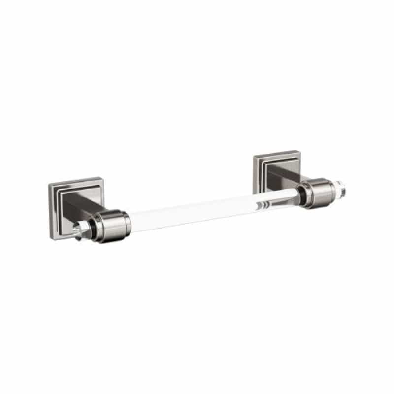 Glacio Zinc & Acrylic Single Wall Mounted Towel Bar - Clear / Brushed Nickel
