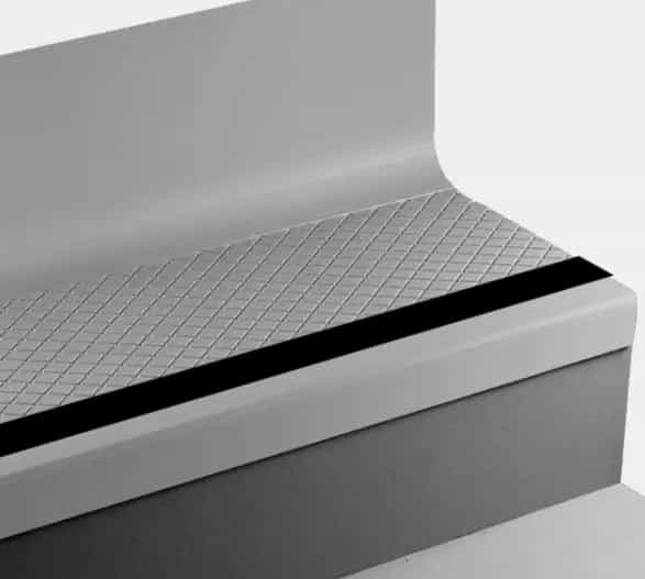 Johnsonite Vapor Grey Diamond Rubber Moulding / Trim - 19" X 72" Angle Fit Stair Tread With Riser (Sq) With 40 Black Insert - Textured